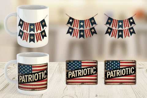 Mug Wrap Rustic 4th of July Sublimation artnoy 