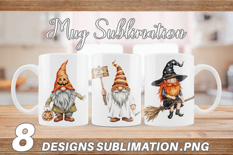 Mug Wrap Rustic Halloween Gnomes Sublimation artnoy 