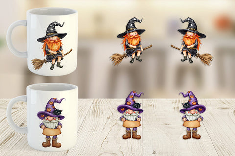 Mug Wrap Rustic Halloween Gnomes Sublimation artnoy 