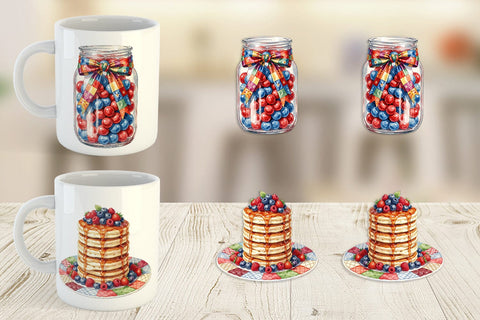 Mug Wrap Rustic July 4th Patchwork Sweets Sublimation artnoy 