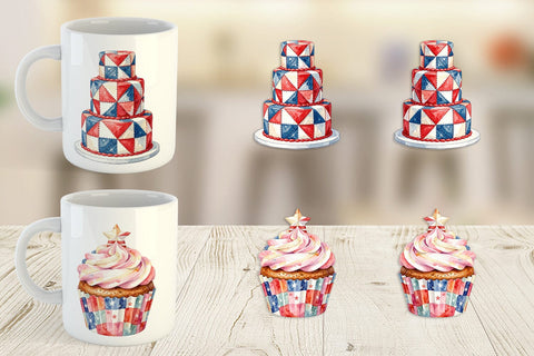 Mug Wrap Rustic July 4th Patchwork Sweets Sublimation artnoy 