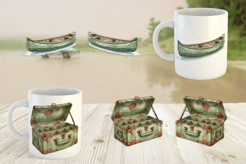 Mug Wrap Rustic Lake Adventure Watercolor Sublimation artnoy 