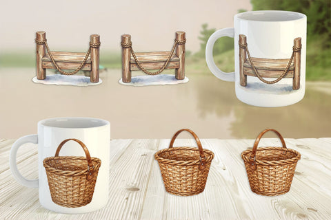 Mug Wrap Rustic Lake Adventure Watercolor Sublimation artnoy 