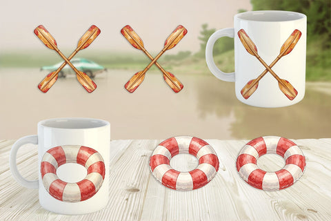 Mug Wrap Rustic Lake Adventure Watercolor Sublimation artnoy 