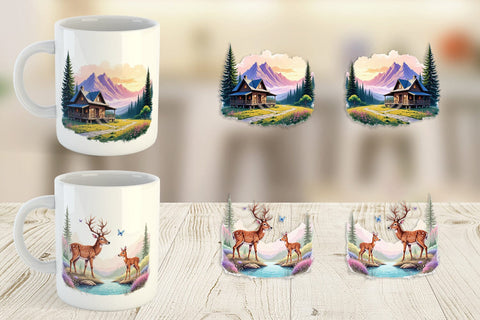 Mug Wrap Rustic Mountain Escape Sublimation artnoy 