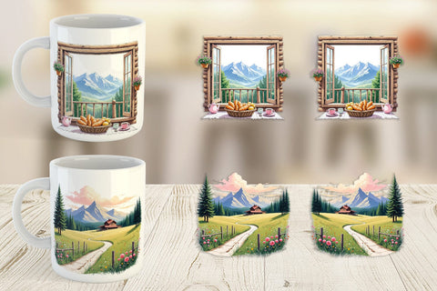 Mug Wrap Rustic Mountain Escape Sublimation artnoy 