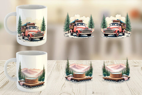 Mug Wrap Rustic Mountain Escape Sublimation artnoy 