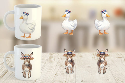 Mug Wrap Rustic Patriotic Farm Animals Sublimation artnoy 