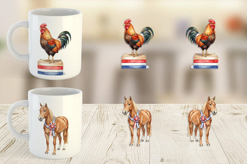 Mug Wrap Rustic Patriotic Farm Animals Sublimation artnoy 