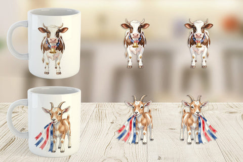 Mug Wrap Rustic Patriotic Farm Animals Sublimation artnoy 