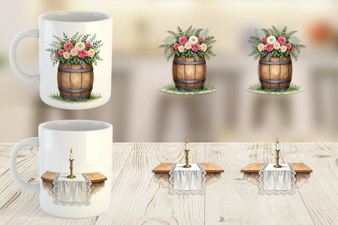 Mug Wrap Rustic Romance Wedding Decor Elements Sublimation artnoy 