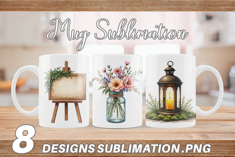 Mug Wrap Rustic Romance Wedding Decor Elements Sublimation artnoy 