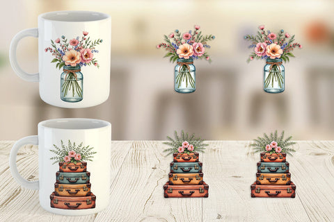 Mug Wrap Rustic Romance Wedding Decor Elements Sublimation artnoy 