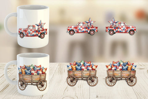 Mug Wrap Rustic USA Patchwork Vehicle Sublimation artnoy 