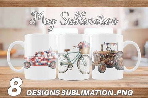 Mug Wrap Rustic USA Patchwork Vehicle Sublimation artnoy 