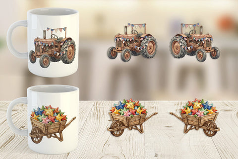 Mug Wrap Rustic USA Patchwork Vehicle Sublimation artnoy 