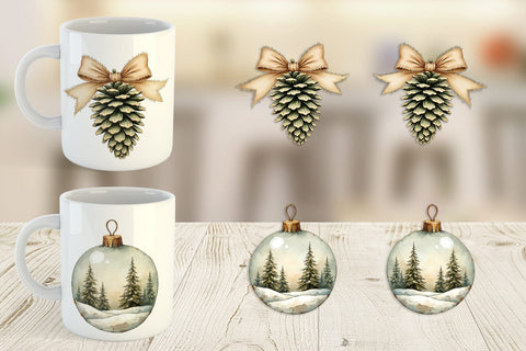 Mug Wrap Rustic Woodland Christmas Sublimation artnoy 