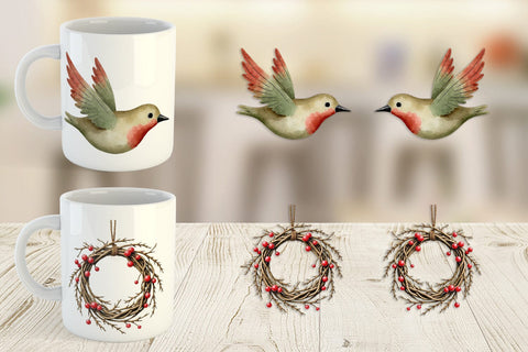 Mug Wrap Rustic Woodland Christmas Sublimation artnoy 