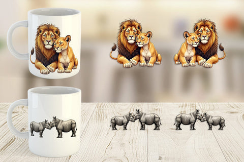 Mug Wrap Safari Sweethearts Watercolor Sublimation artnoy 