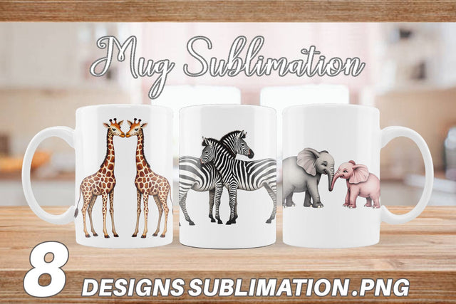 Mug Wrap Safari Sweethearts Watercolor Sublimation artnoy 