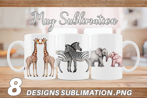 Mug Wrap Safari Sweethearts Watercolor Sublimation artnoy 