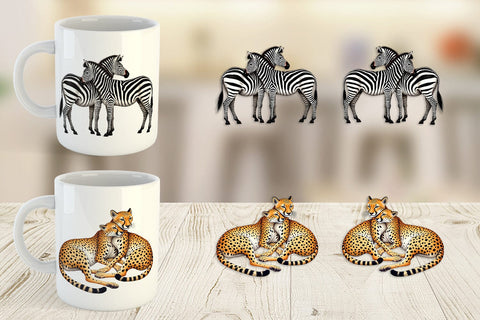 Mug Wrap Safari Sweethearts Watercolor Sublimation artnoy 