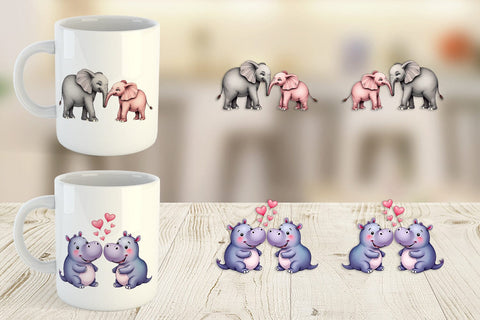 Mug Wrap Safari Sweethearts Watercolor Sublimation artnoy 