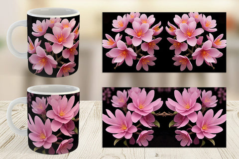 Mug Wrap Sakura Flowers Dark Sublimation artnoy 