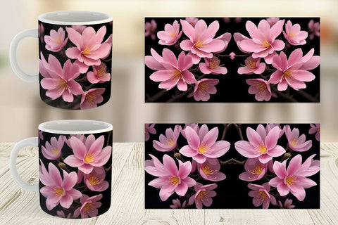 Mug Wrap Sakura Flowers Dark Sublimation artnoy 