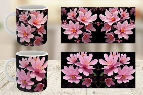 Mug Wrap Sakura Flowers Dark Sublimation artnoy 