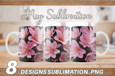 Mug Wrap Sakura Flowers Dark Sublimation artnoy 