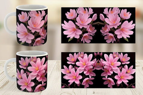 Mug Wrap Sakura Flowers Dark Sublimation artnoy 