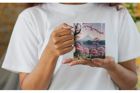 Mug Wrap Sakura Trees Mount Fuji Sublimation artnoy 