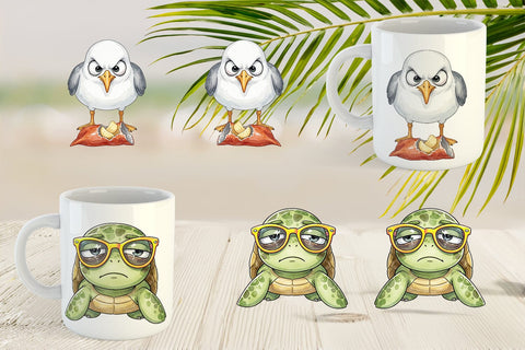 Mug Wrap Salty Summer Sea Animal Watercolor Sublimation artnoy 