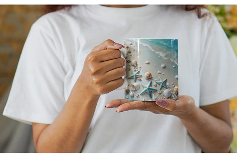 Mug Wrap Sandy Beach and Seashells Sublimation artnoy 