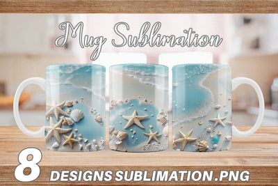 Mug Wrap Sandy Beach and Seashells Sublimation artnoy 
