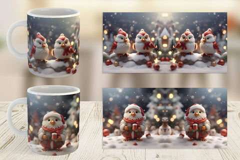 Mug Wrap Santa Birds Christmas Sublimation artnoy 