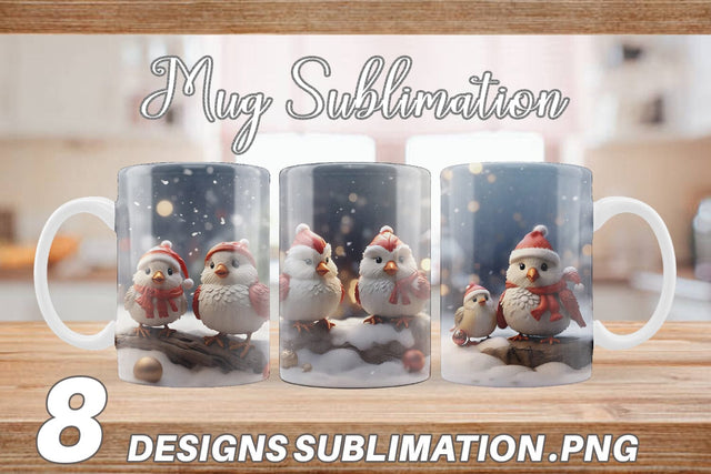 Mug Wrap Santa Birds Christmas Sublimation artnoy 