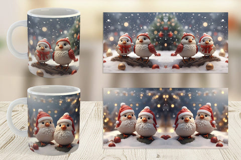 Mug Wrap Santa Birds Christmas Sublimation artnoy 