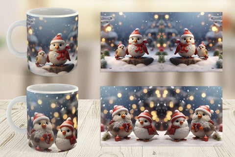 Mug Wrap Santa Birds Christmas Sublimation artnoy 