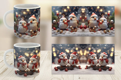 Mug Wrap Santa Birds Christmas Sublimation artnoy 