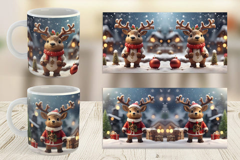 Mug Wrap Santa Elk Christmas Sublimation artnoy 