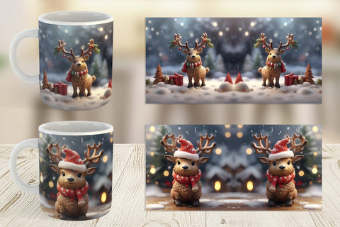Mug Wrap Santa Elk Christmas Sublimation artnoy 