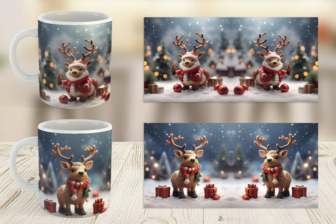 Mug Wrap Santa Elk Christmas Sublimation artnoy 