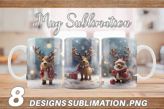 Mug Wrap Santa Elk Christmas Sublimation artnoy 