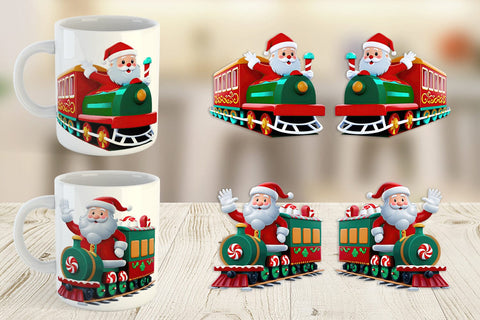Mug Wrap Santa Train Sublimation artnoy 