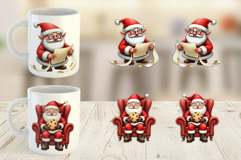 Mug Wrap Santa's Quirky Workshop Watercolor Sublimation artnoy 