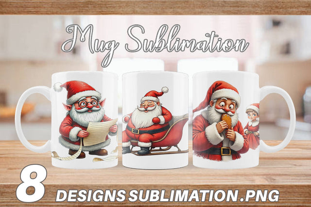 Mug Wrap Santa's Quirky Workshop Watercolor Sublimation artnoy 