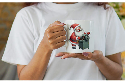 Mug Wrap Santa's Quirky Workshop Watercolor Sublimation artnoy 