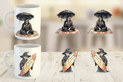 Mug Wrap Sarcastic Aloha Reaper Watercolor Sublimation artnoy 